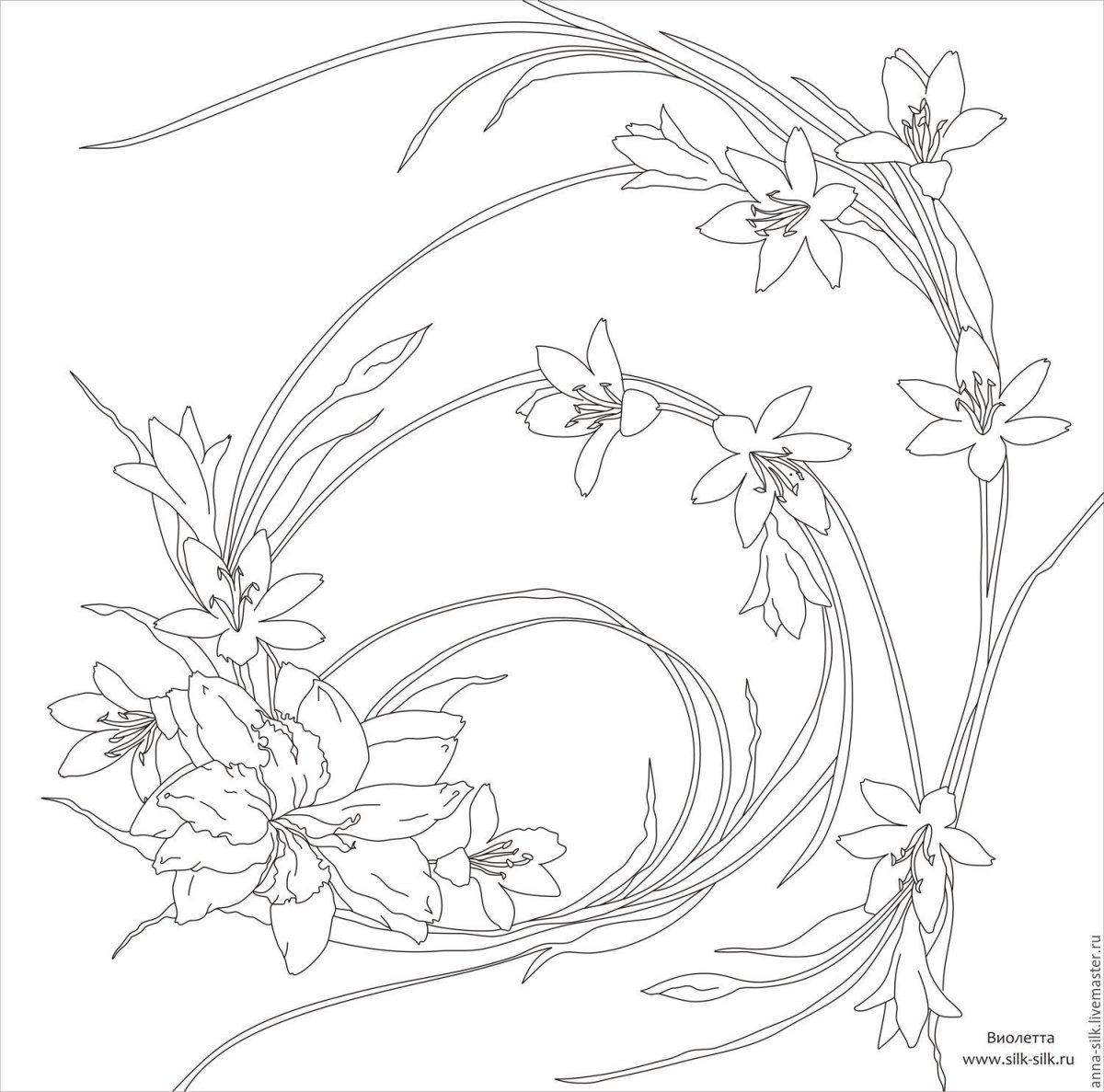 Эскизы цветов для батика