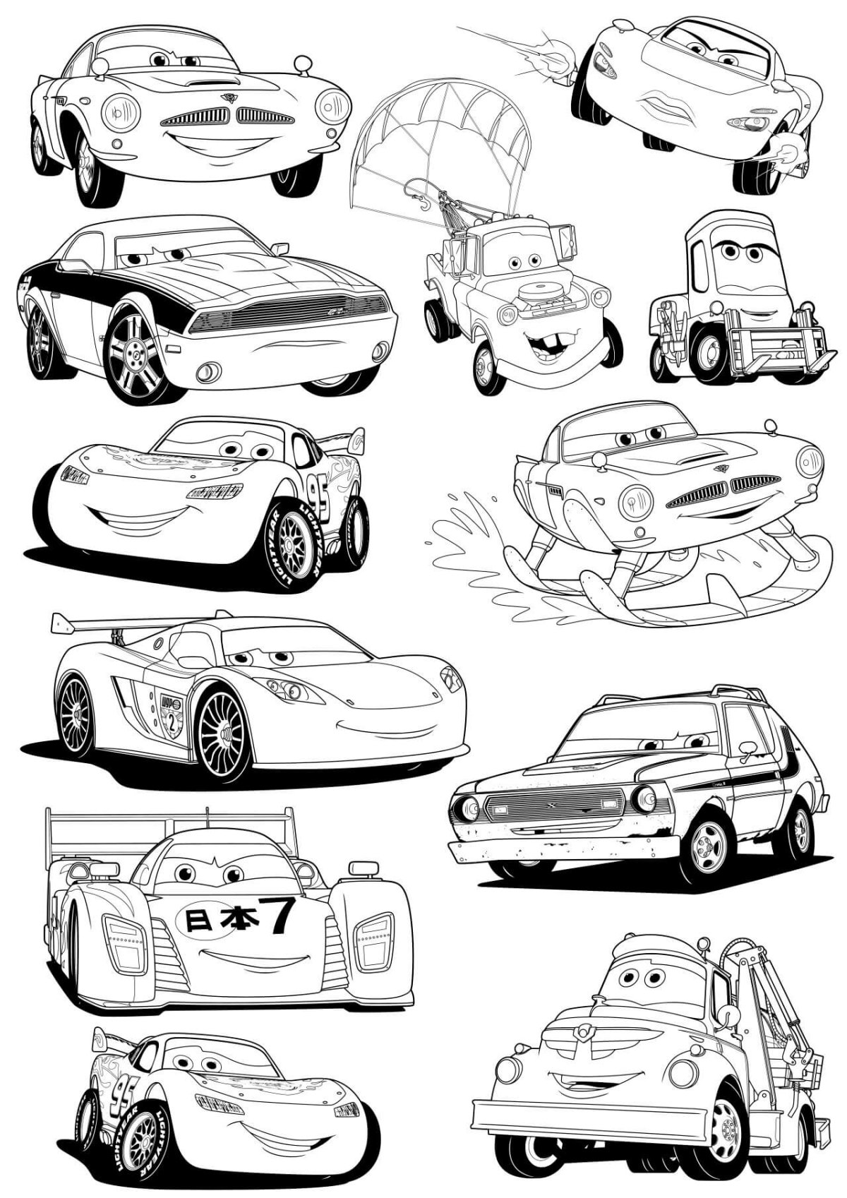 Тачки. Раскраска