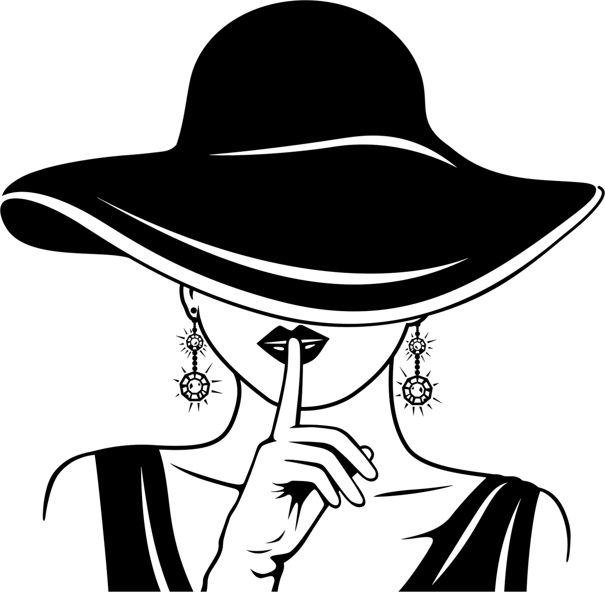 Дама в шляпе силуэт