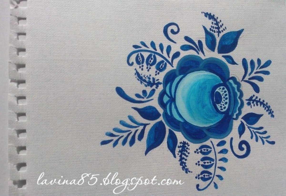 Гжельская роспись на бумаге