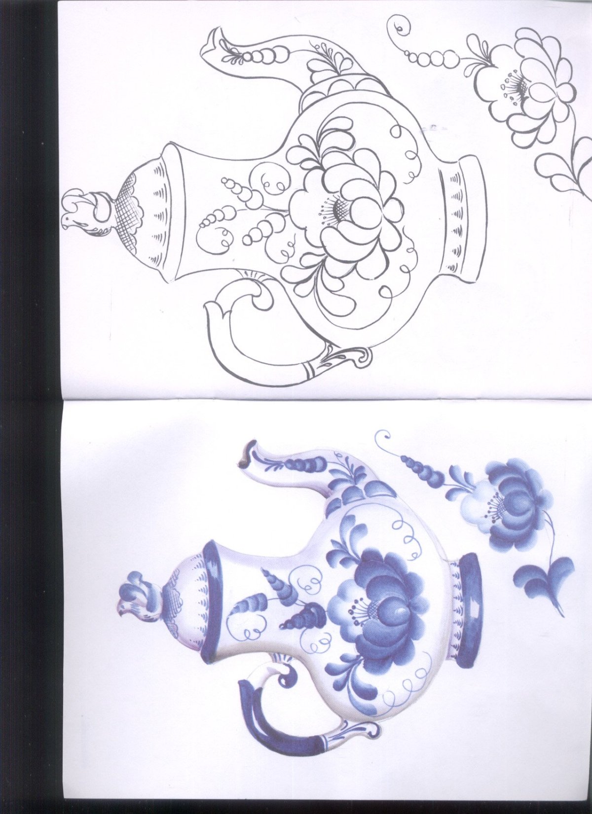 Чайник Гжель раскраска