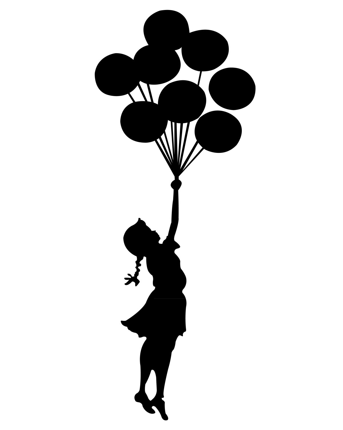 Силуэт девочки с шариками
