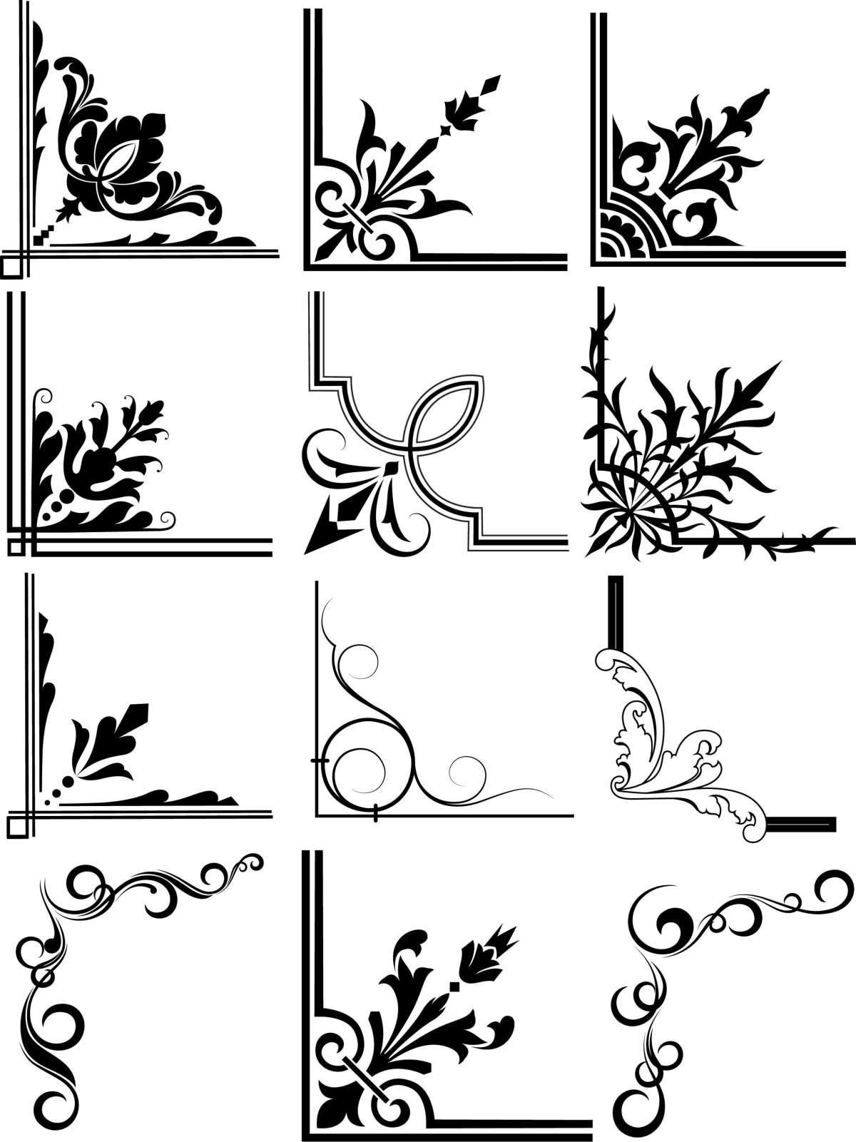 Узоры угловые простые