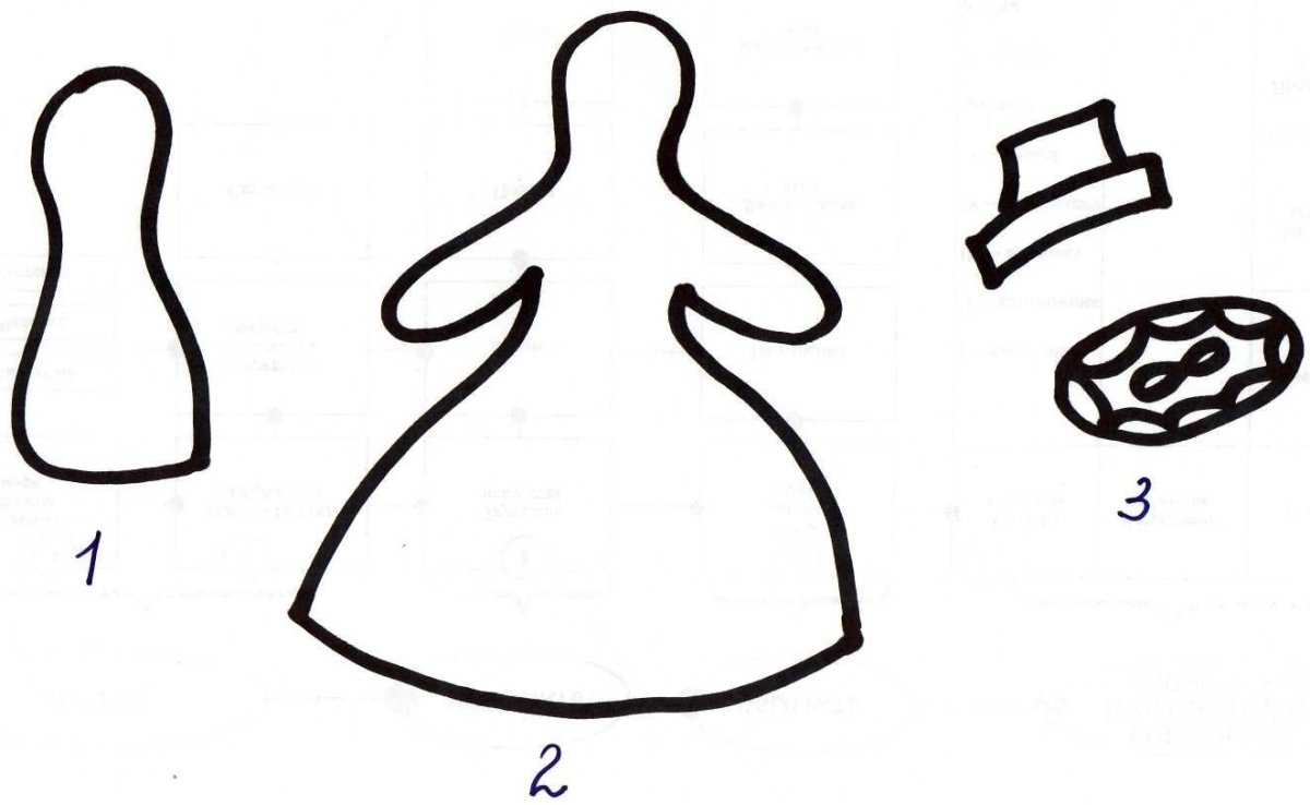 Барышня Дымковская игрушка трафарет