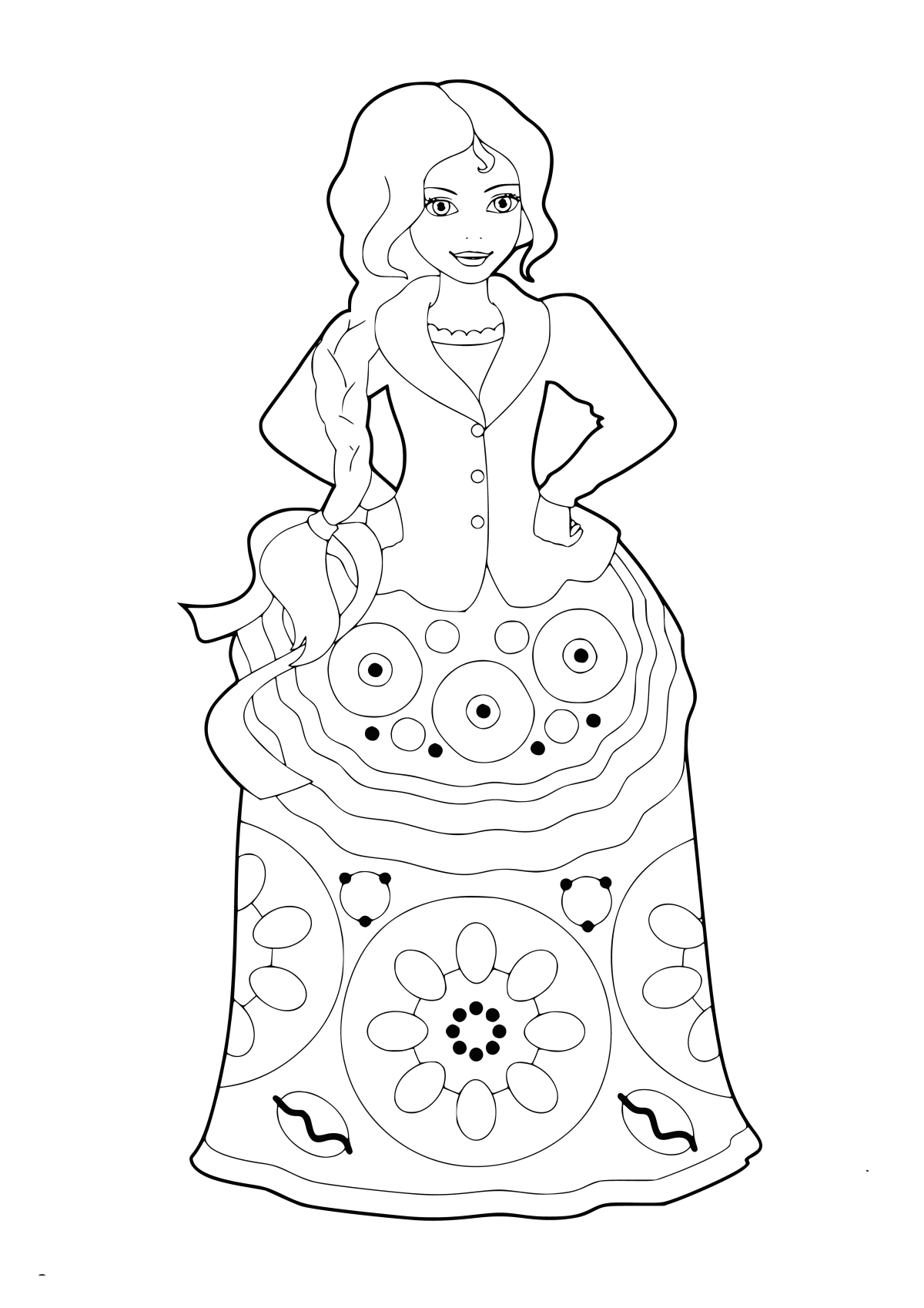 Дымковская барышня раскраска