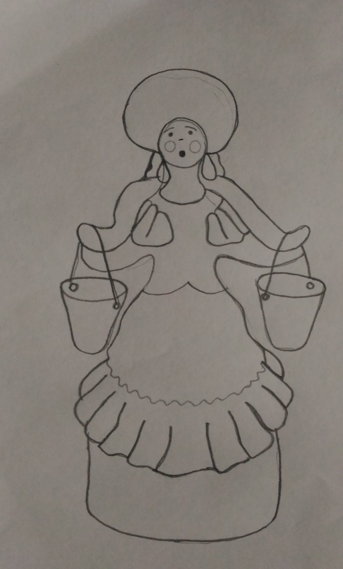 Дымковская барышня контур