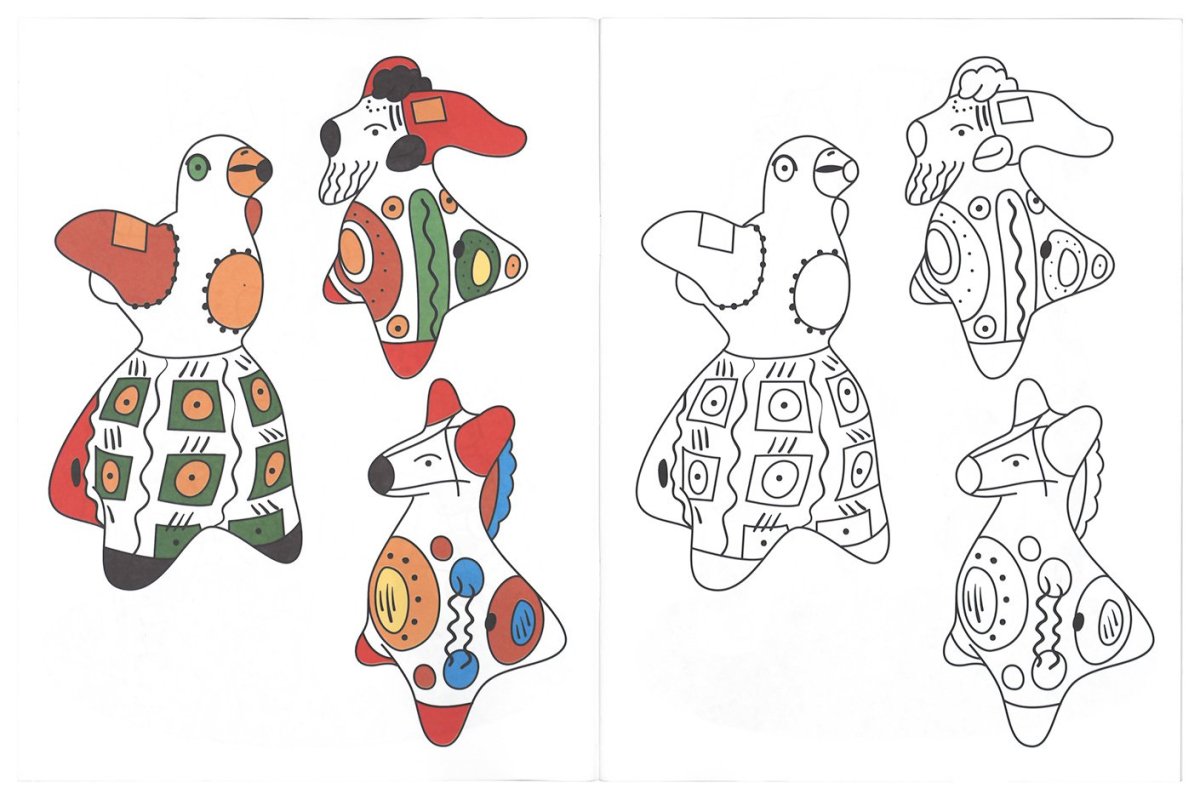 Раскраска Дымковская и Филимоновская игрушка