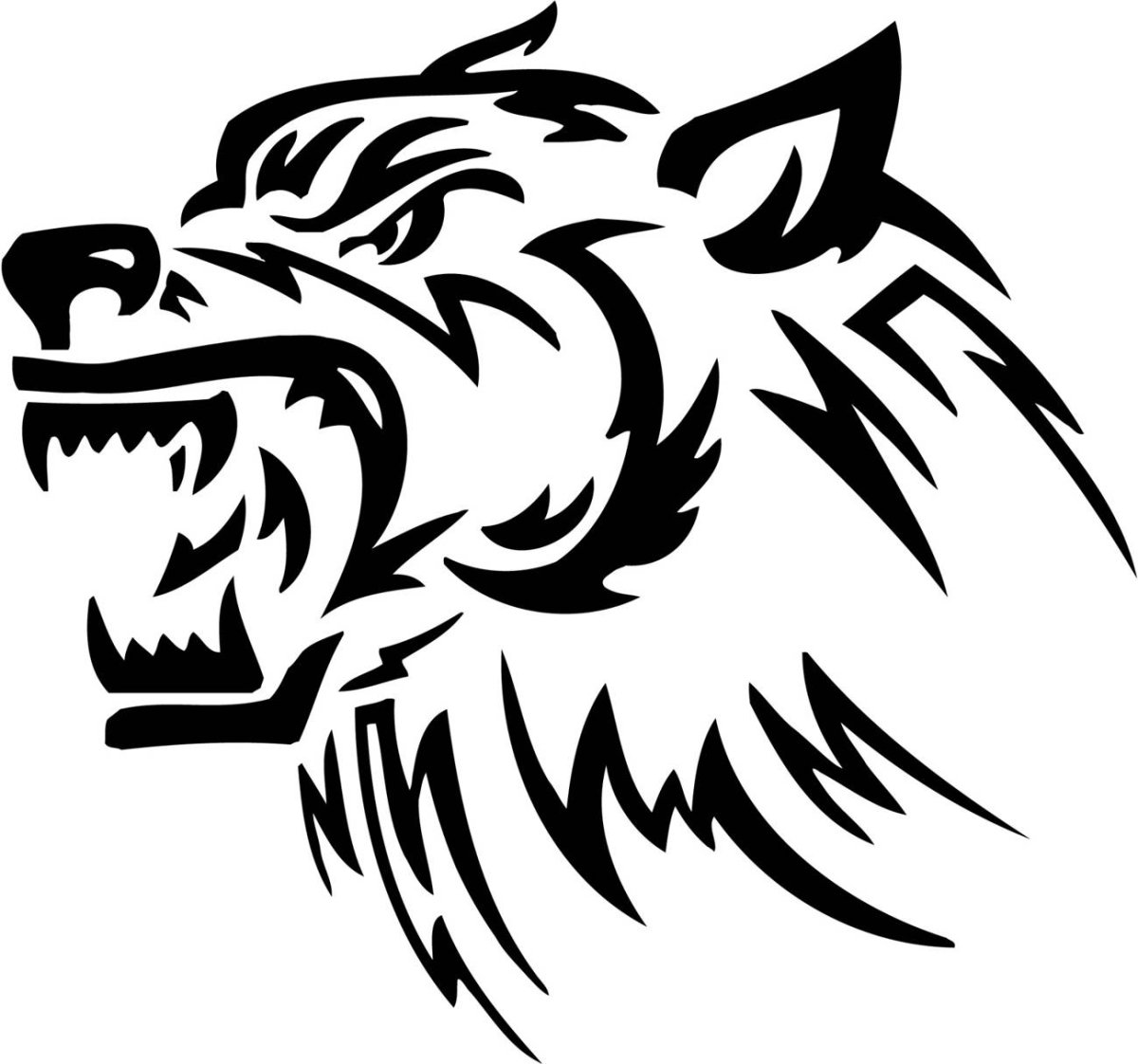 Оскаленная голова волка