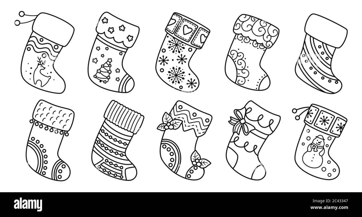 Макет новогоднего носка