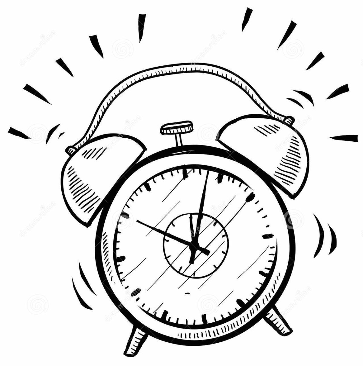 Макет будильника на белом фоне