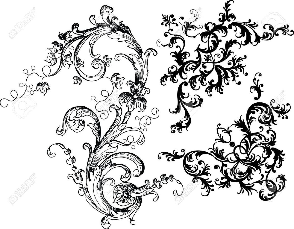 Шаблоны Винтажные узоры для свадебных бокалов