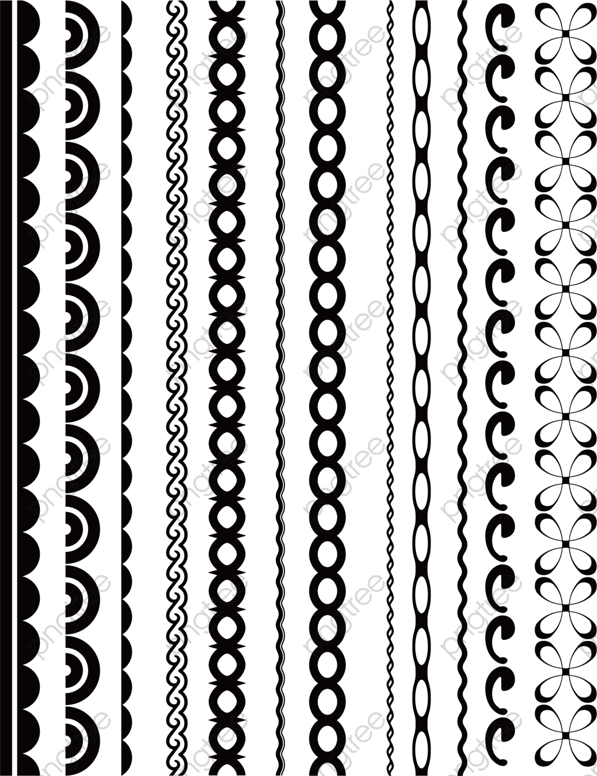 Черно белый орнамент в полосе