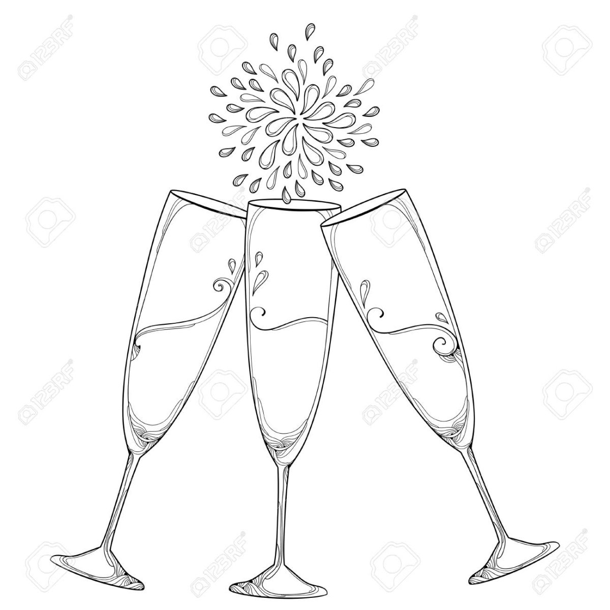 Новогодние фужеры раскраска