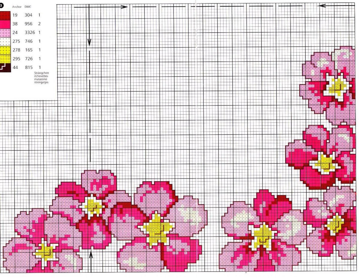 Схемы цветочные для вышивки салфеток