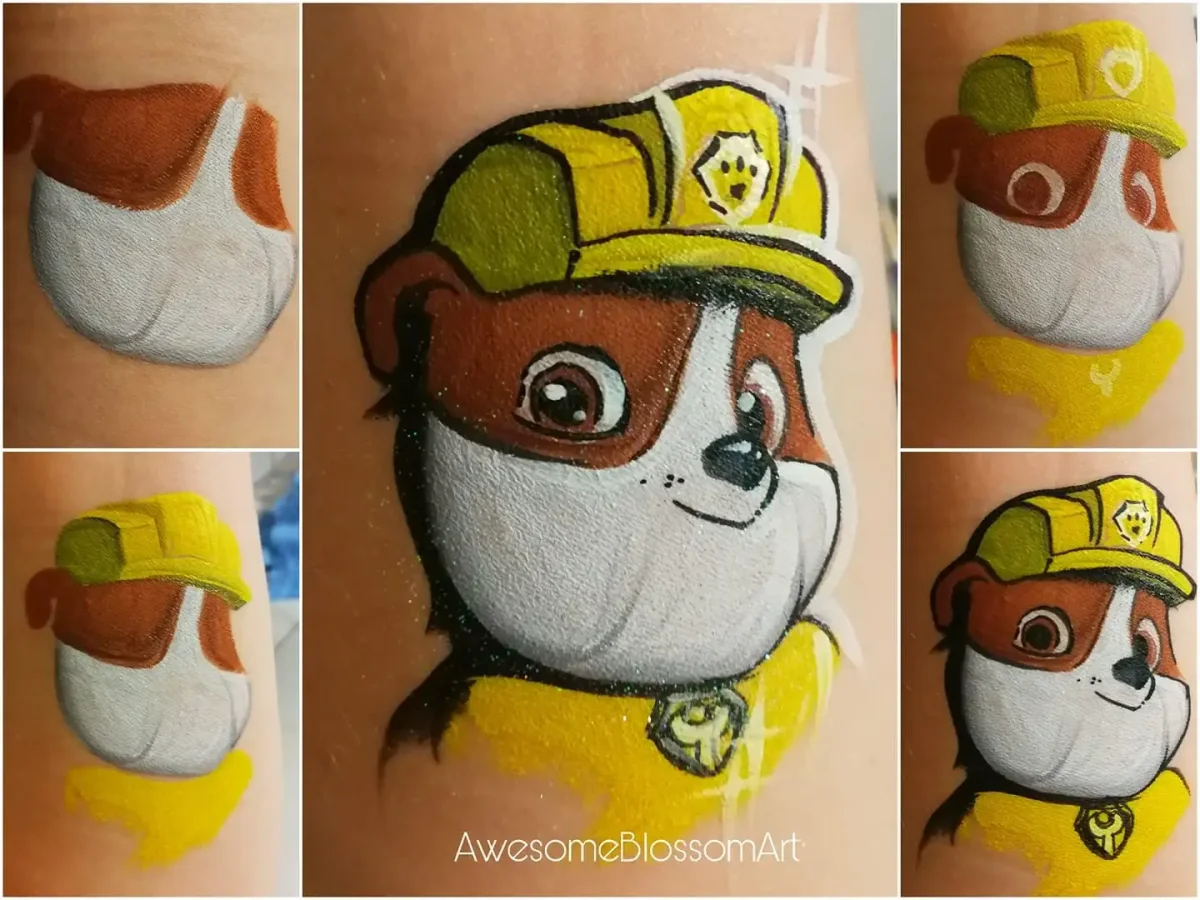 Аквагрим Пикачу на лице мальчика