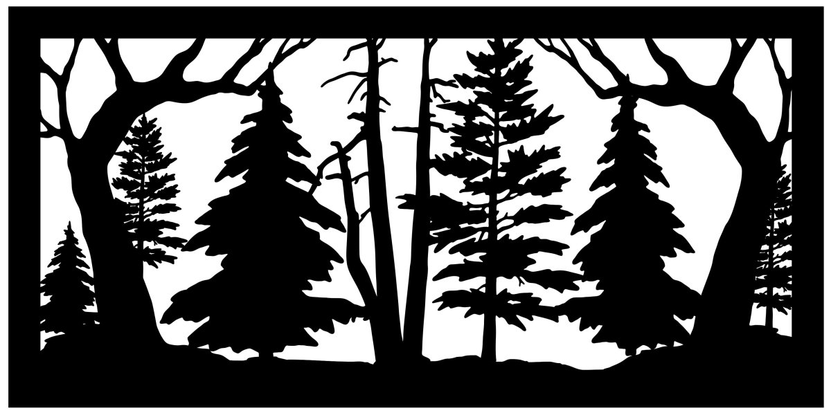 Силуэты гор и лесов