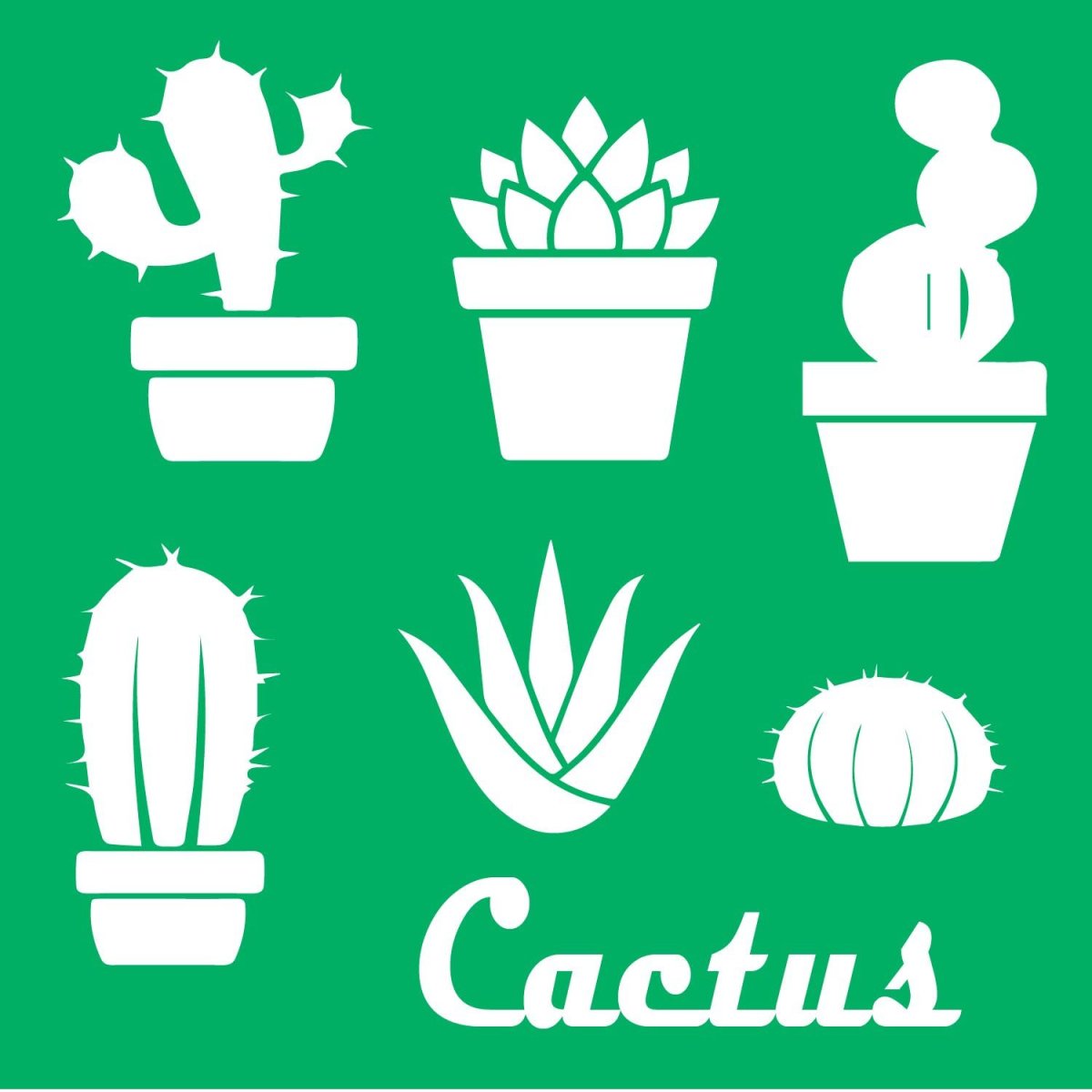 Кактус трафарет