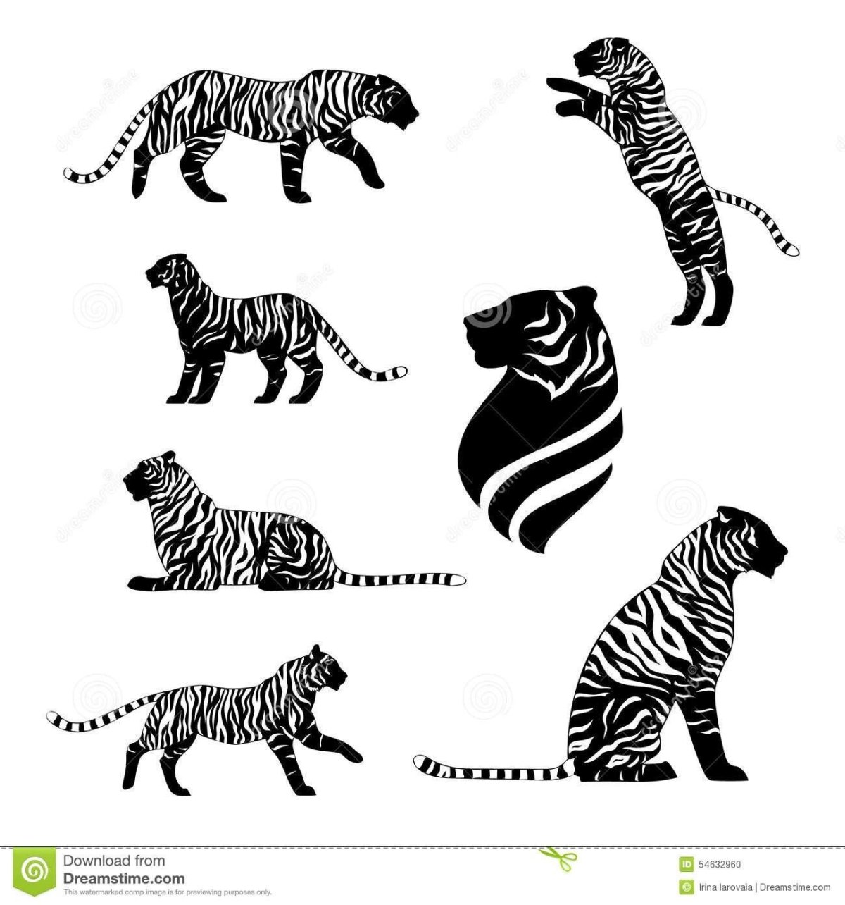 Силуэт сидящего тигра