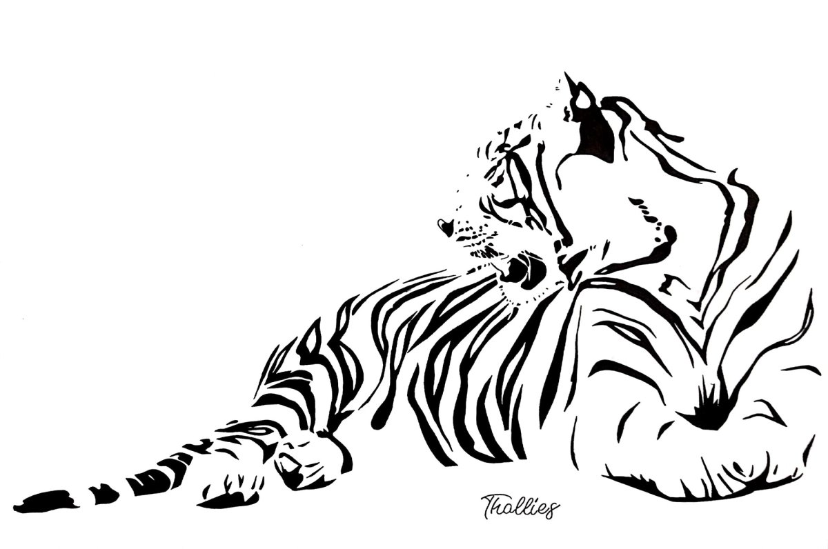 Тигр с боку вектор