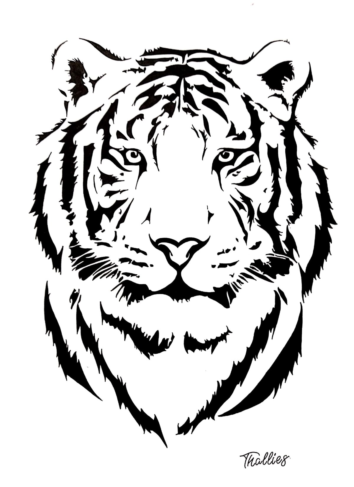 Силуэт морды тигра