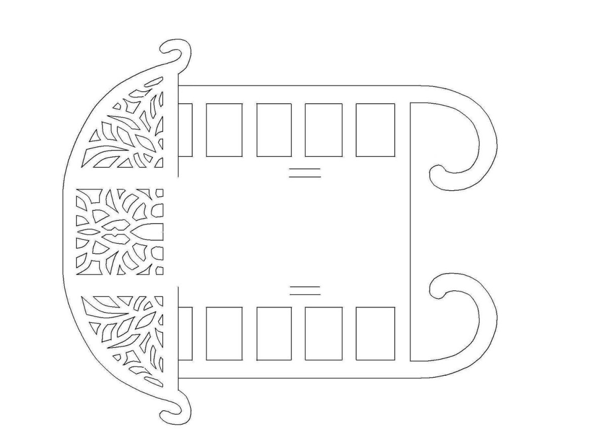 Сани из бумаги трафарет