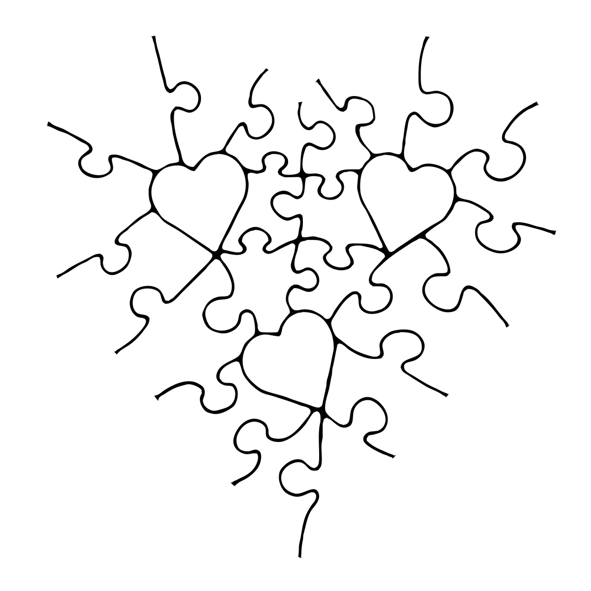 Сердце пазл контур