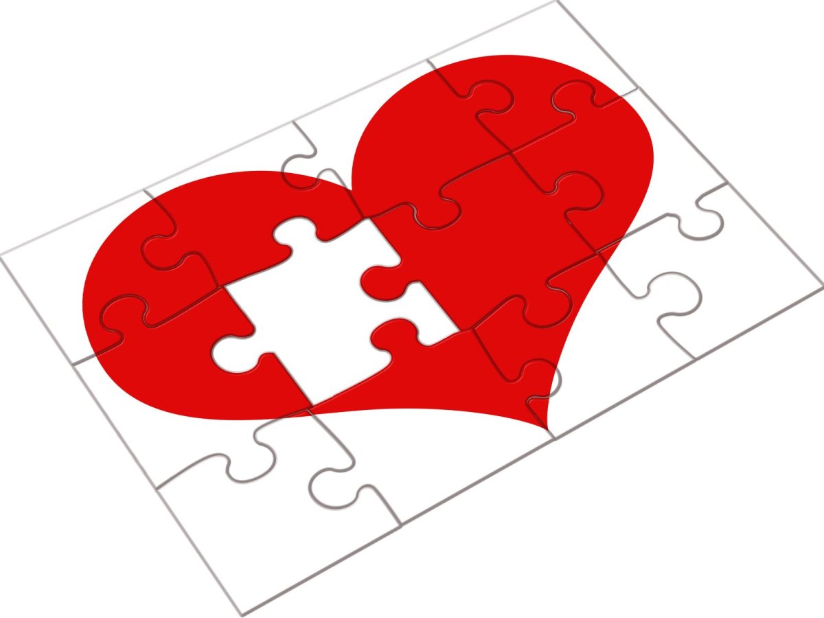 Сердечко пазл из двух половинок