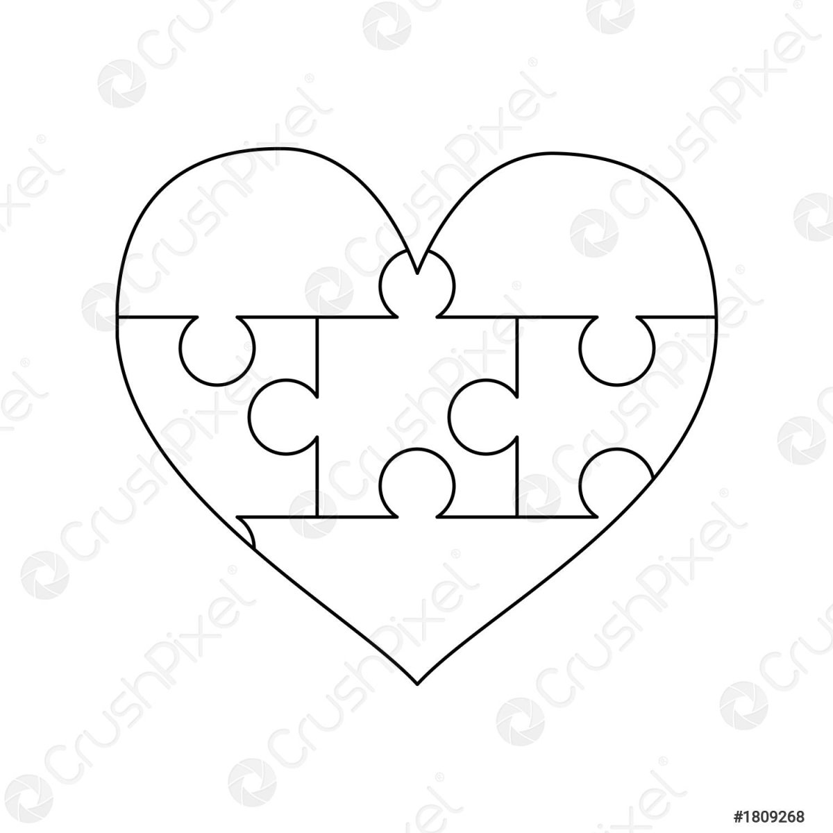 Сердце из пазлов раскраска