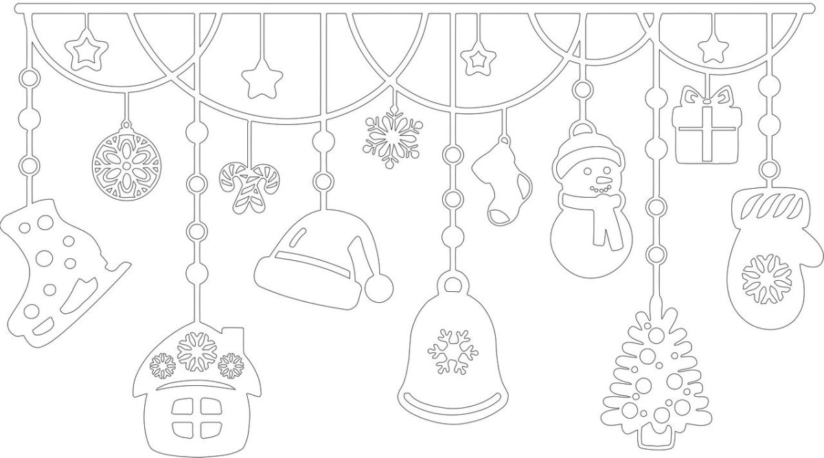 Трафареты новогодних шаров на окна