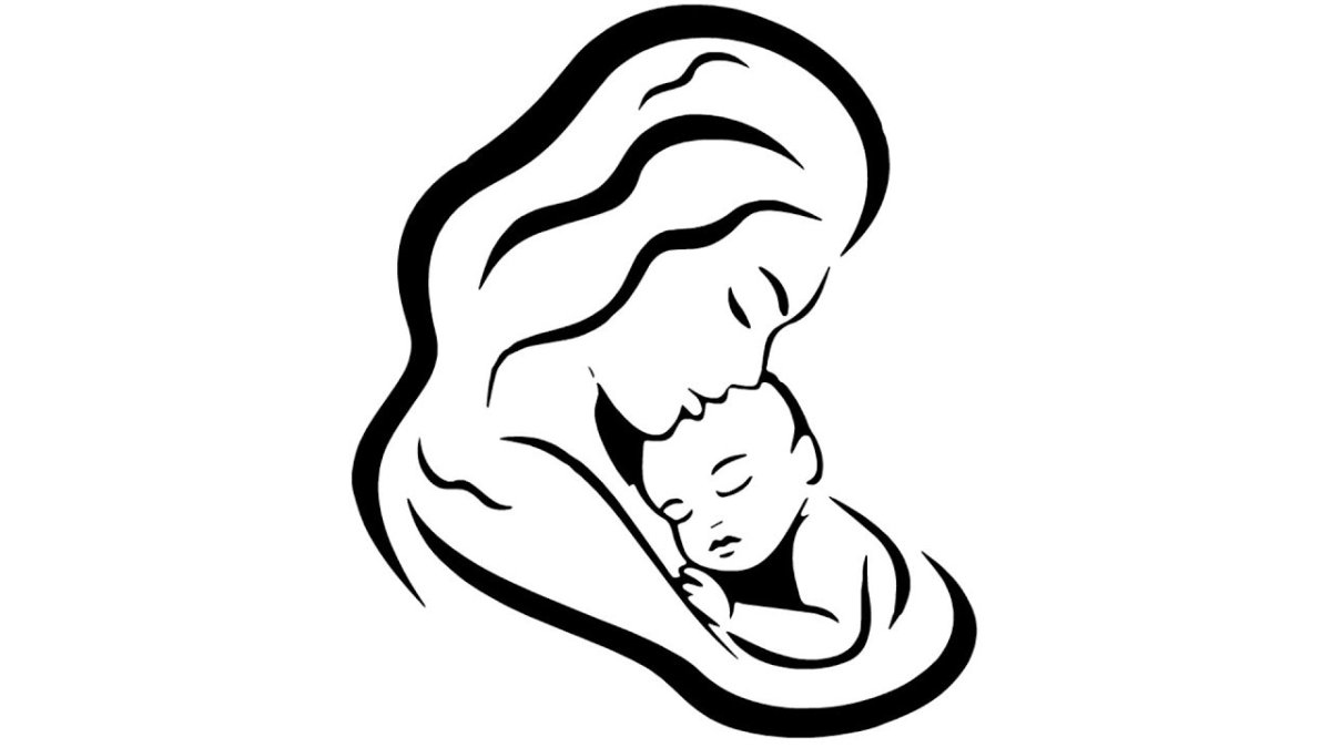 Мама и дочка силуэт