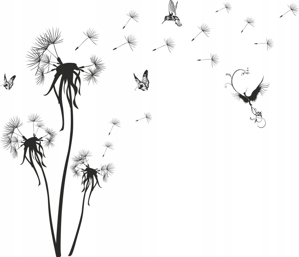 Наклейка на стену одуванчик на ветру