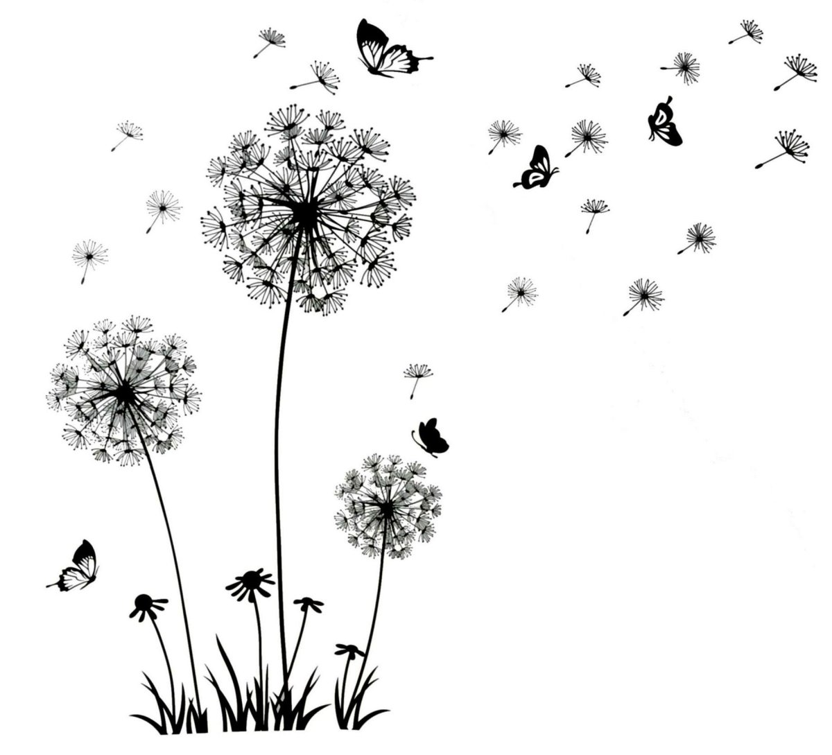 Трафарет одуванчика на стену