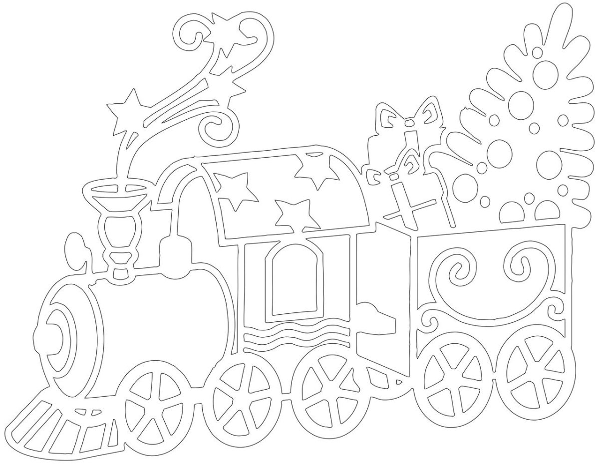 Вытынанка новогодний поезд