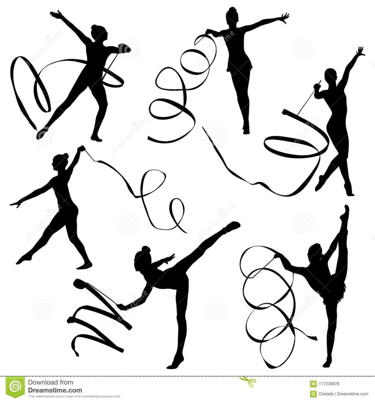 Гимнастка с лентой вектор