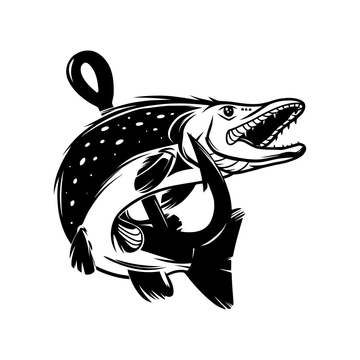 Рыбак с щукой вектор