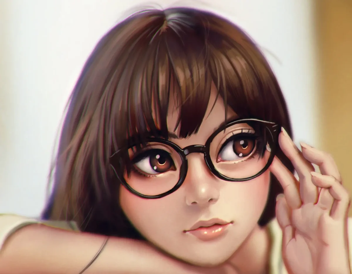 Мультяшная девушка в очках