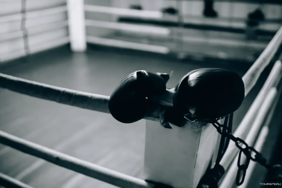 Боксерские перчатки на ринге
