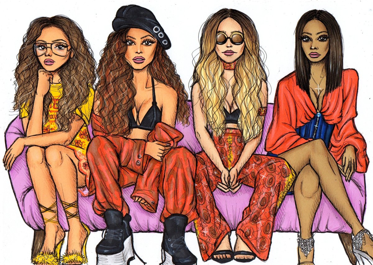 Четыре девушки нарисованные