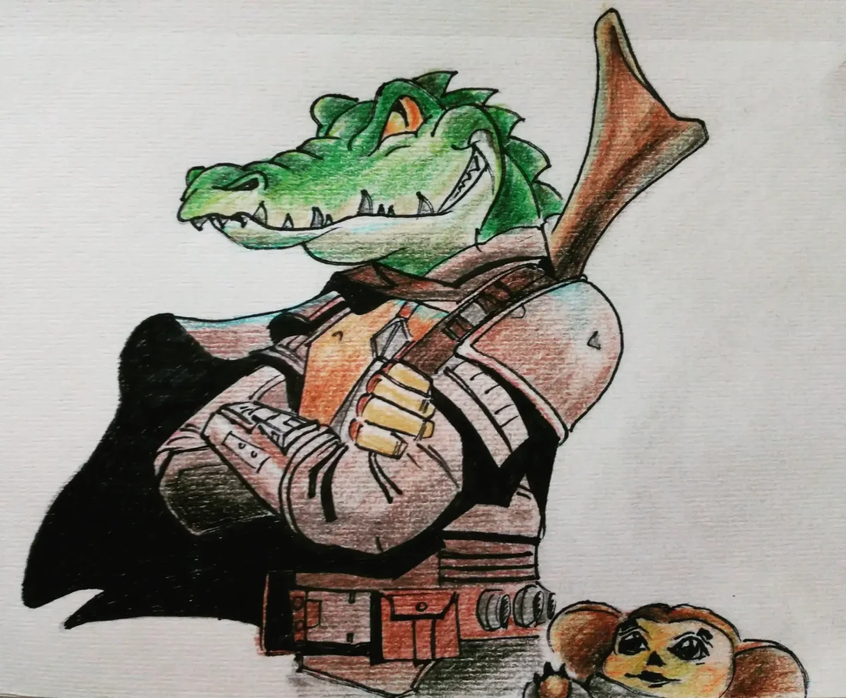 Крокодил Гена Мандалорец