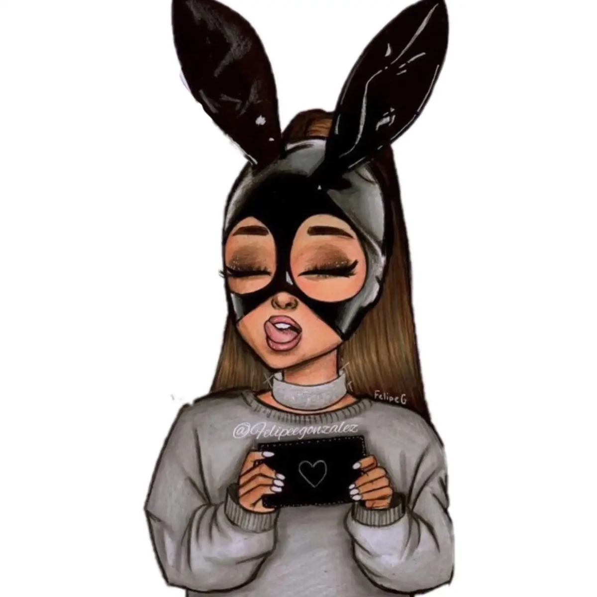 Ариана Гранде в маске зайца арт