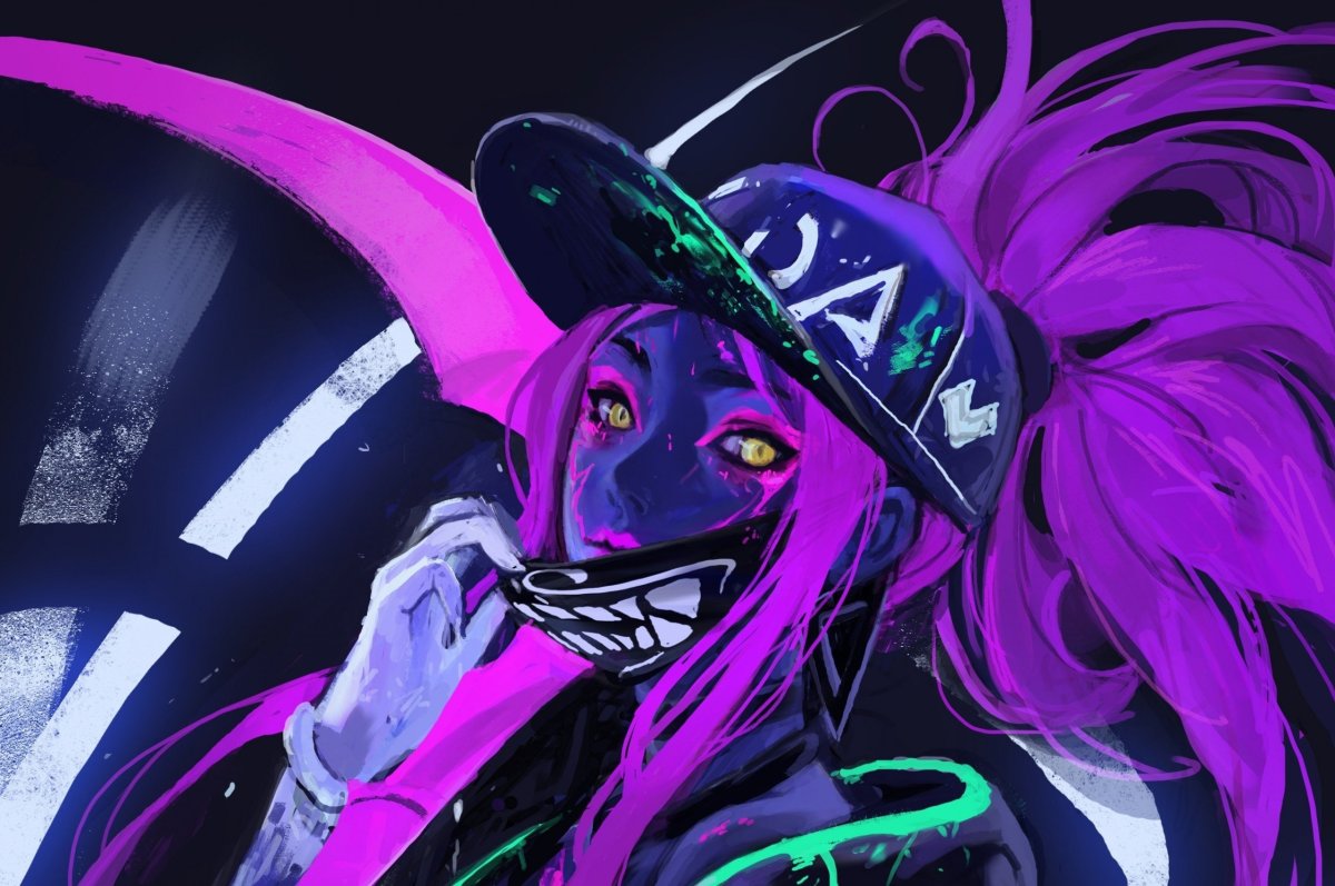 Akali k/da неон маска