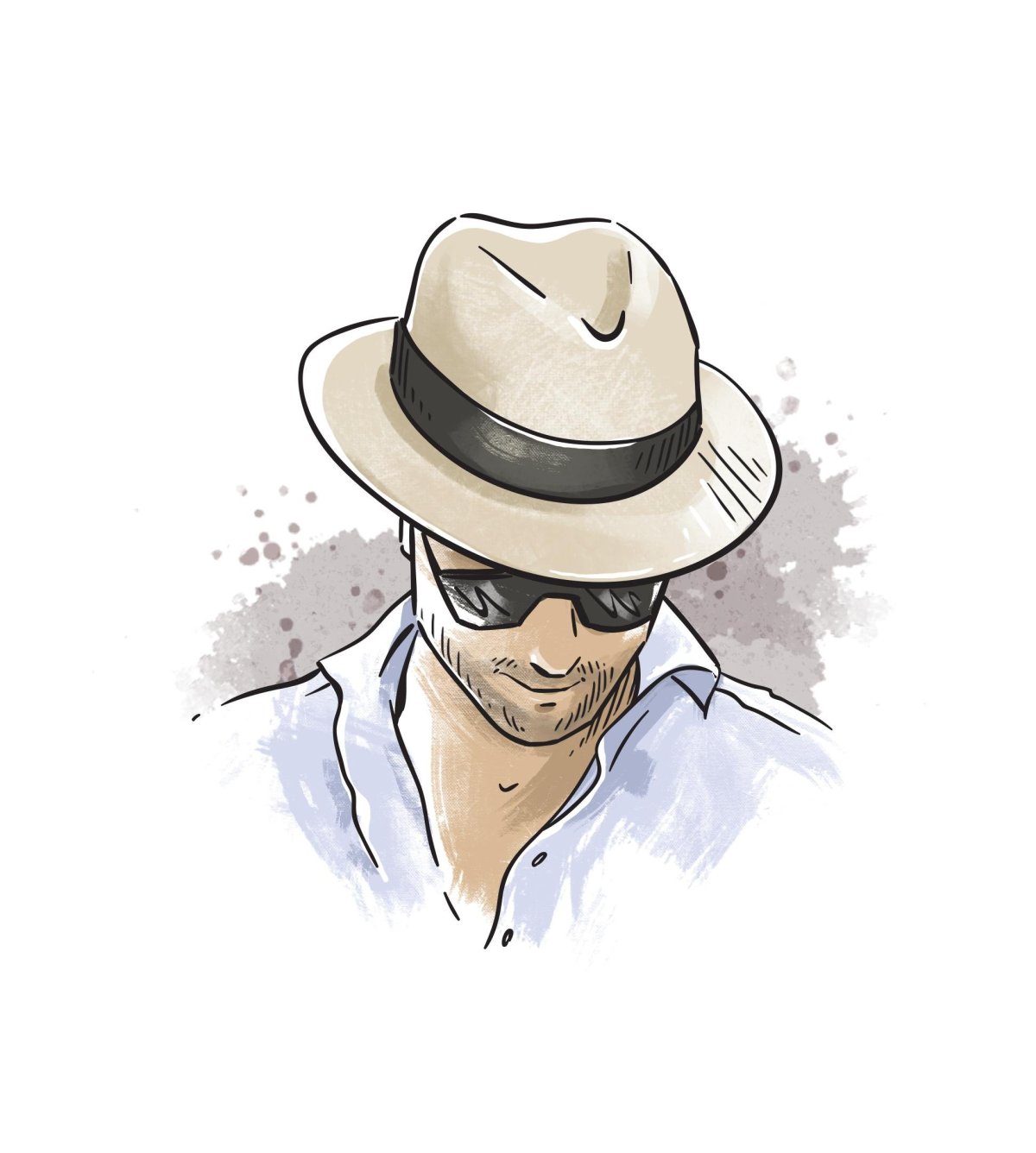 Нарисованный мужчина в шляпе