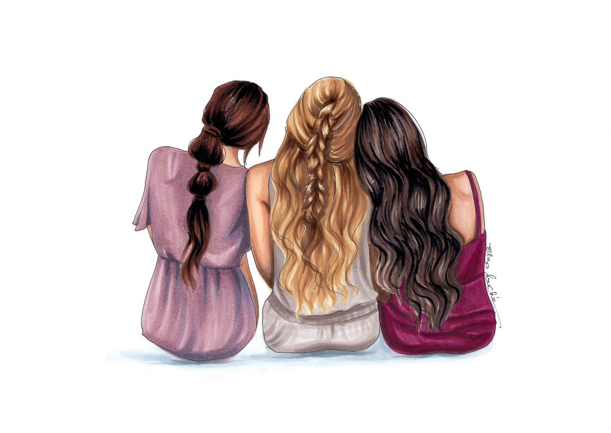Две девушки рисунок