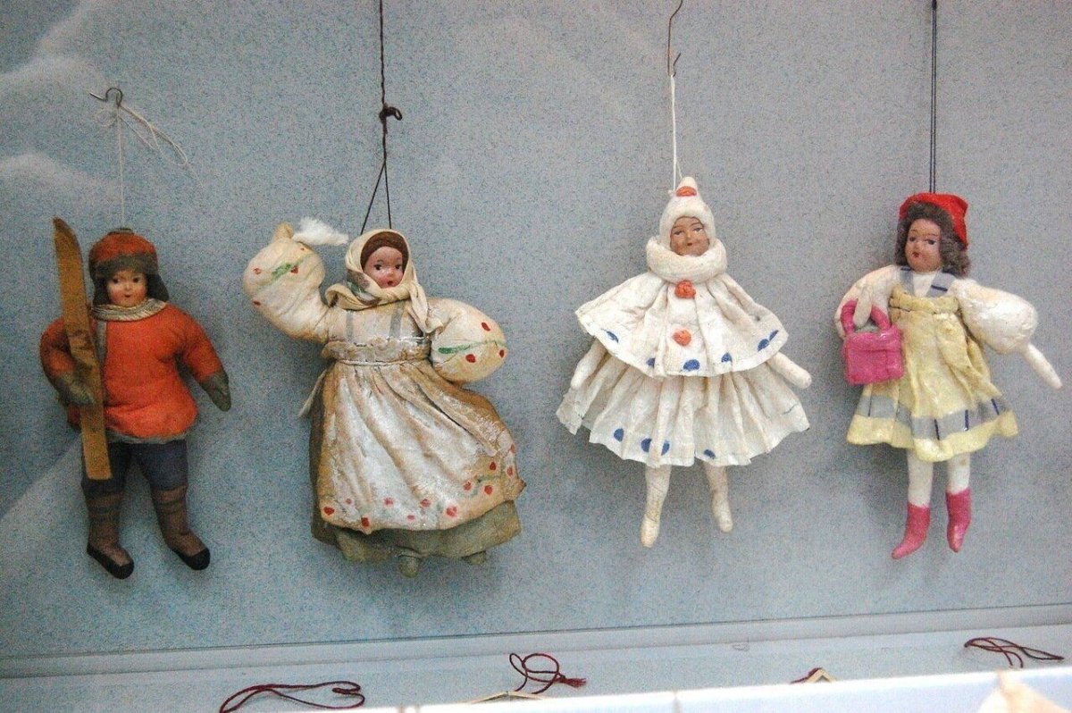 Старинные елочные игрушки из ваты