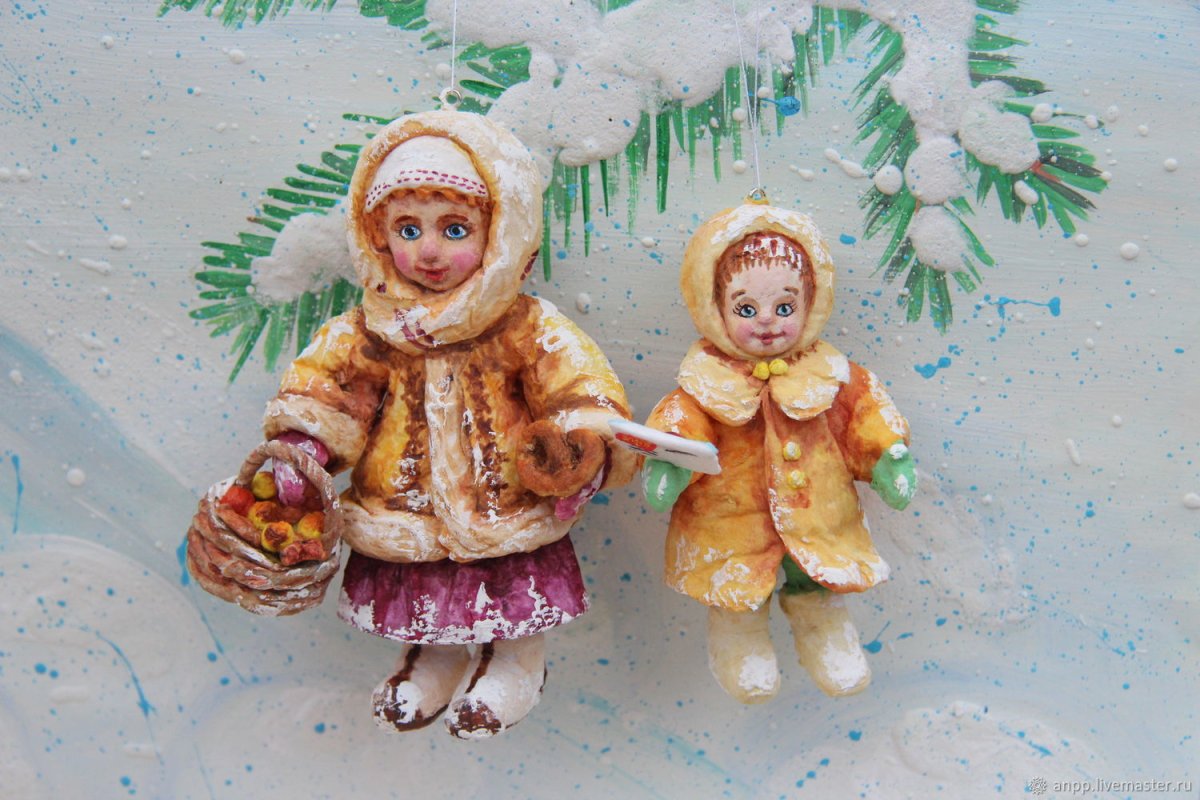 Ватные игрушки на елку в стиле ретро