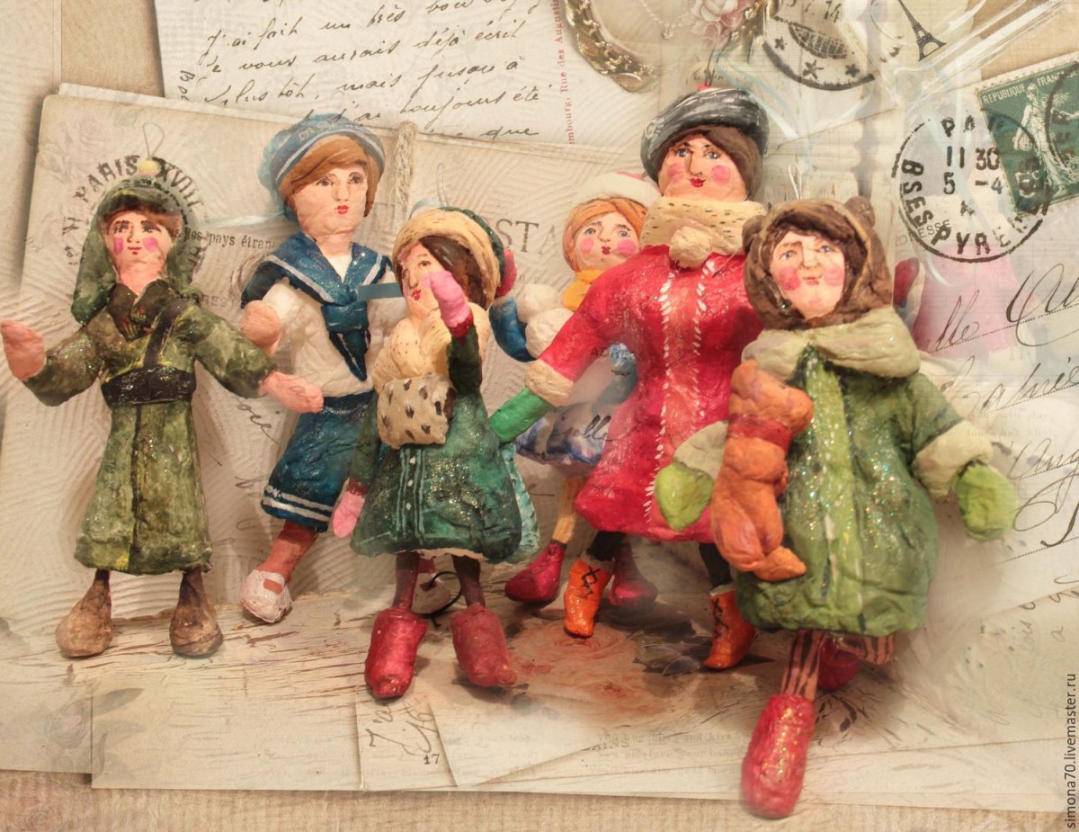 Ватные игрушки в ретро стиле