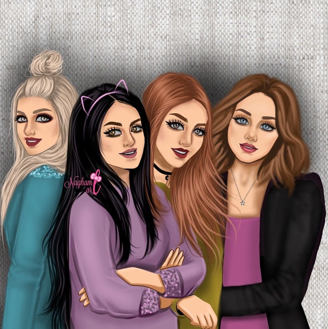 Четыре девушки мультяшные