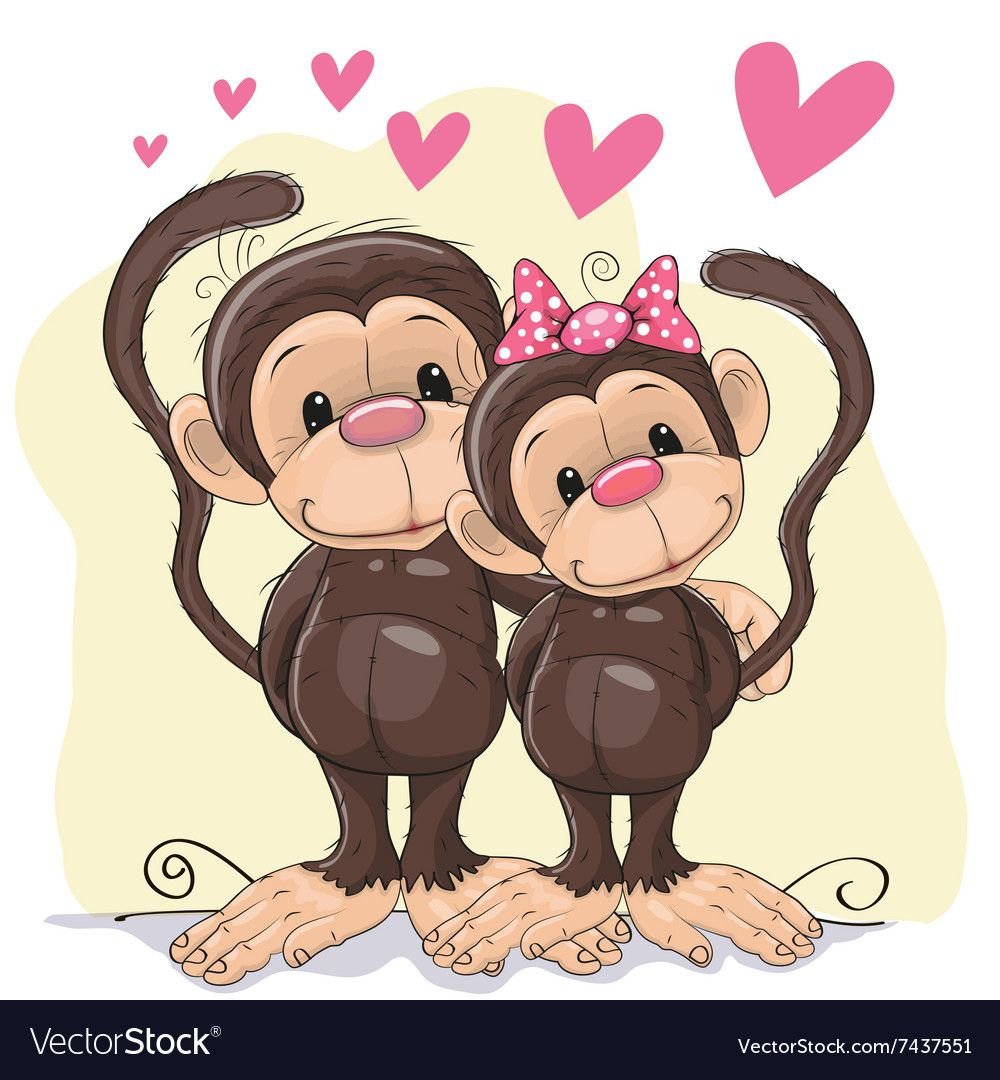 Валентинка с обезьянкой