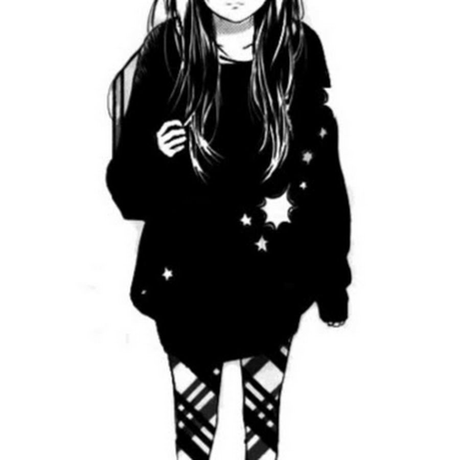 Аниме девочки в чёрном стиле