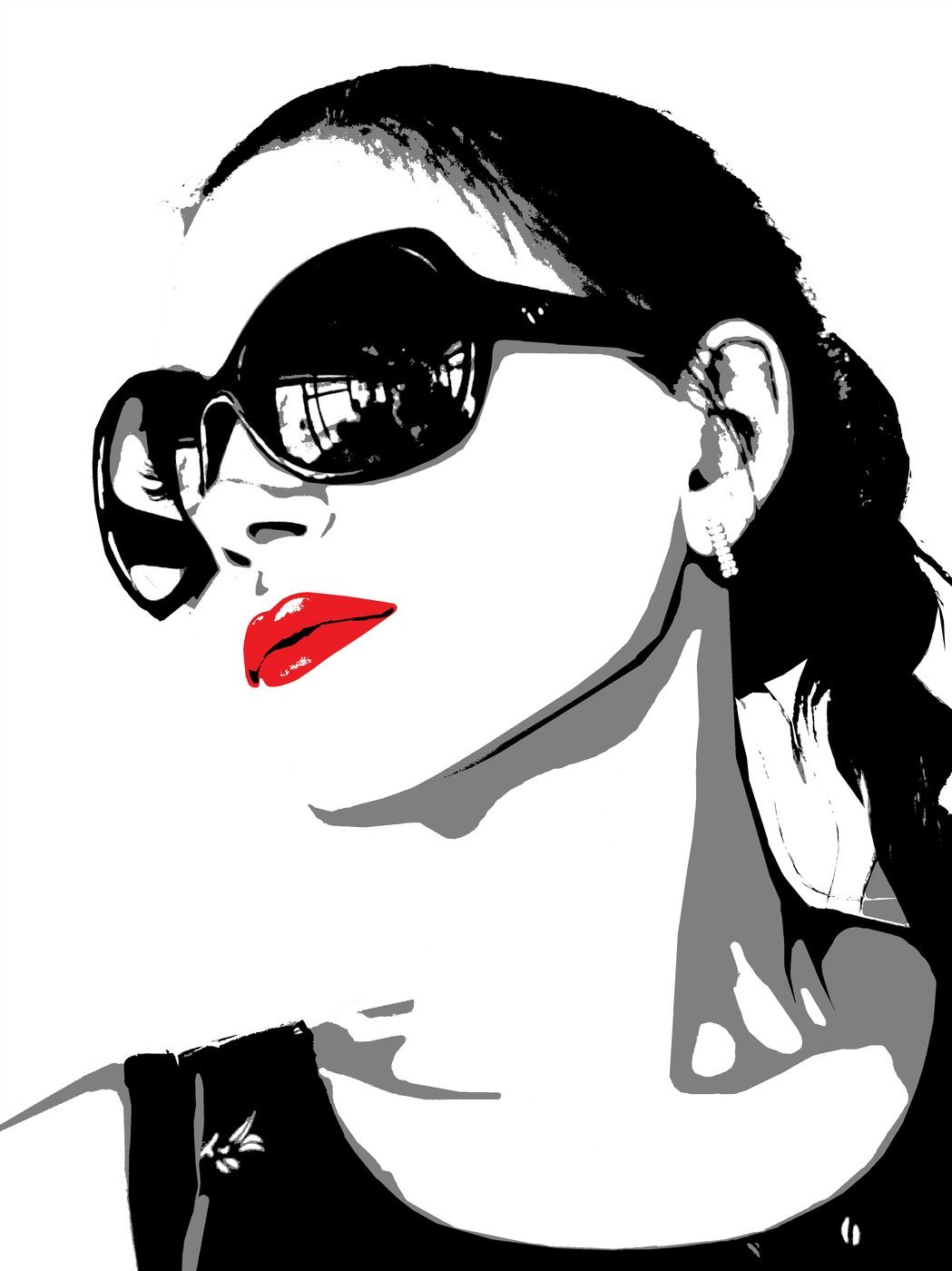 Нарисованная девушка в очках